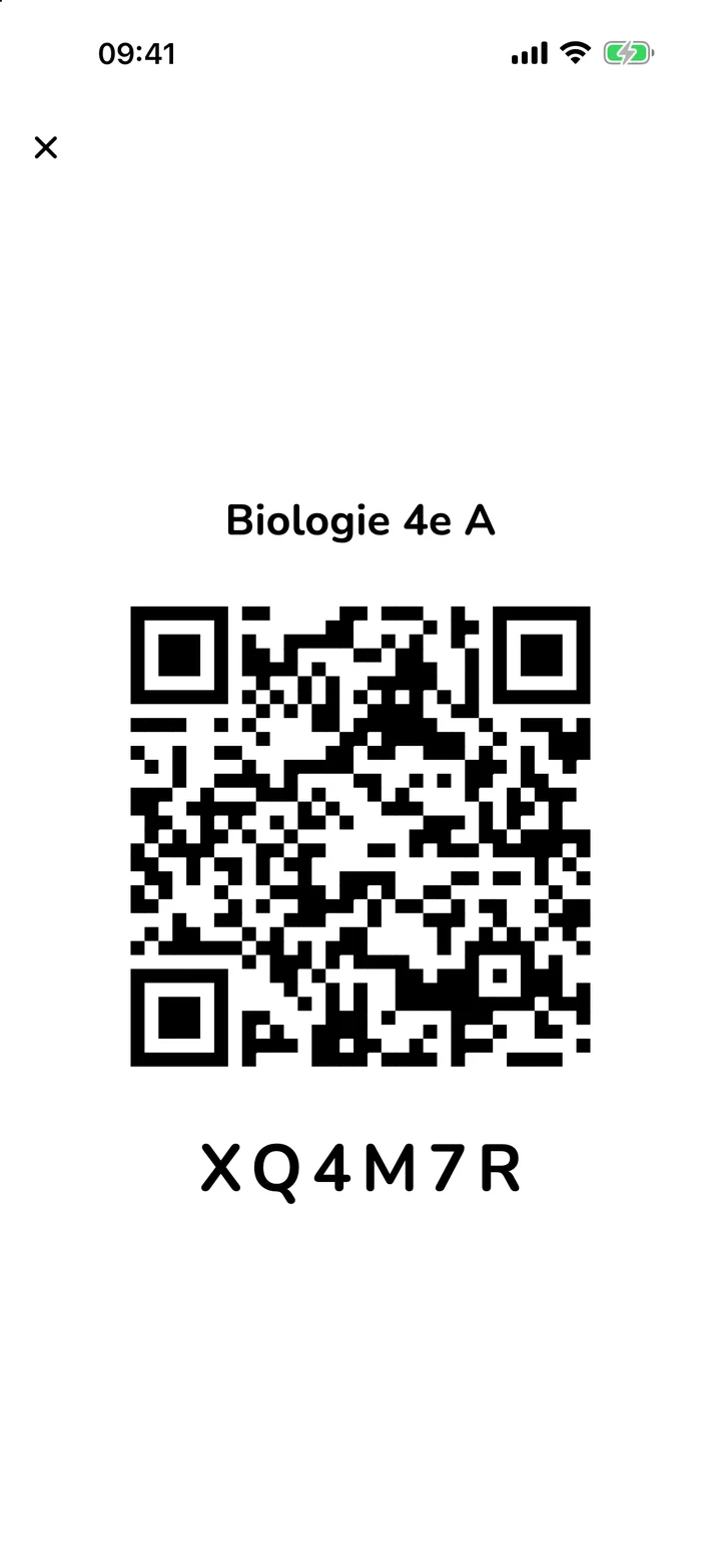 Invitation à la classe avec QR code dans OutLearn sur iPad