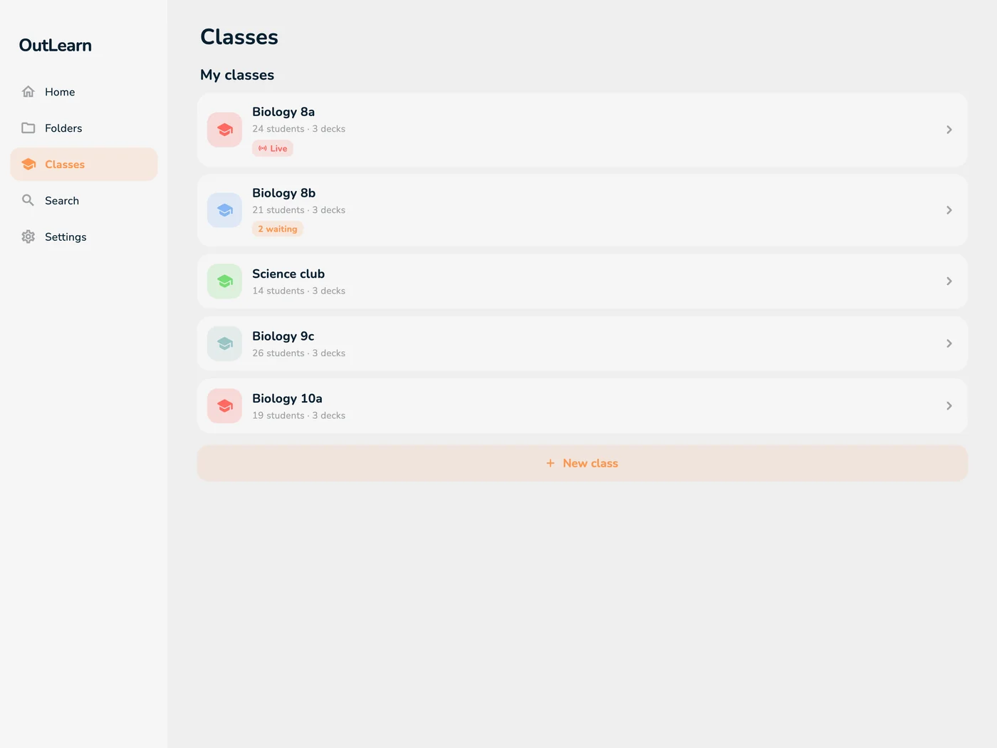 OutLearn classes on the iPad